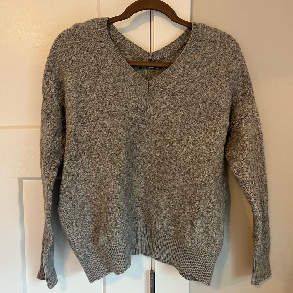 Vince Charcoal Textured V-Neck Sweater